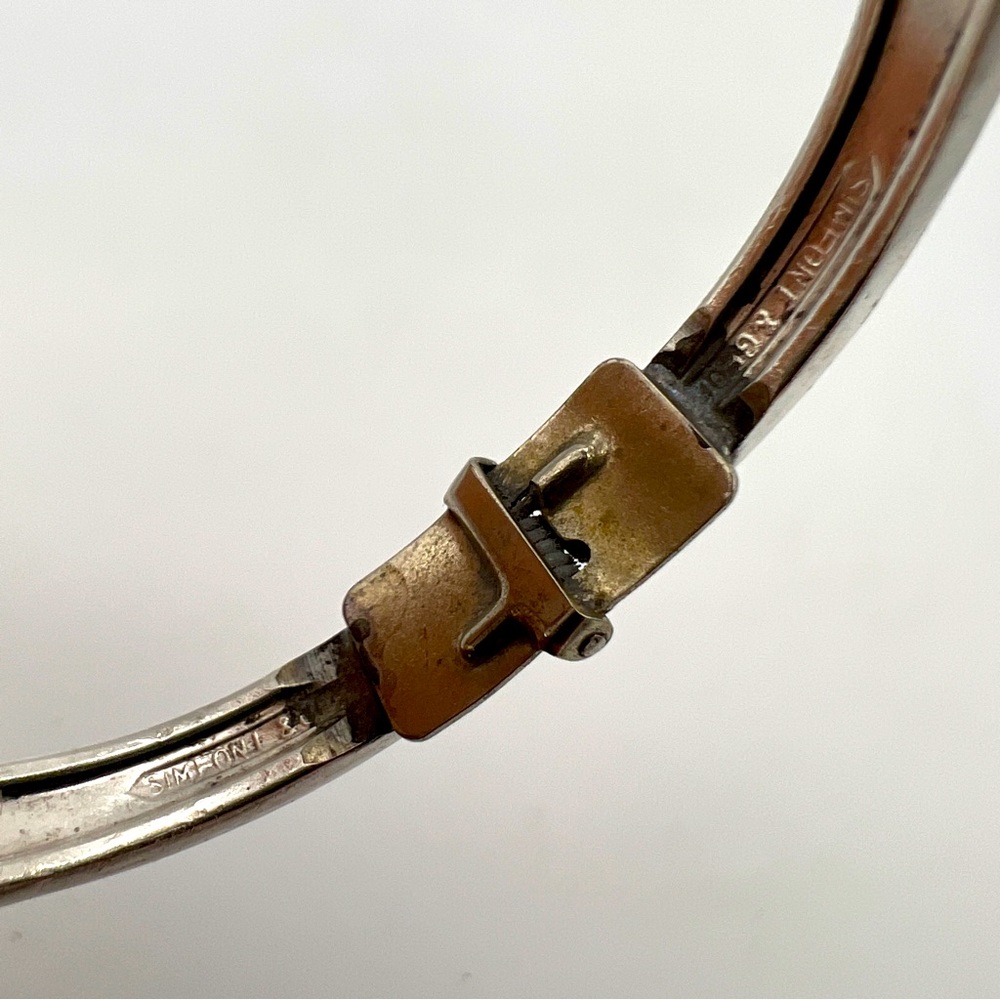 Silver Curled & Twisted Double Fork Hinged Bangle Bracelet - Picture 6 of 9